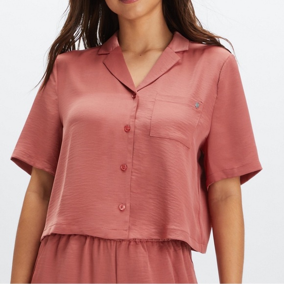 Fabletics l NWT Sleeper Button Down Pajama Top in Terra Cotta 2X - Picture 1 of 7